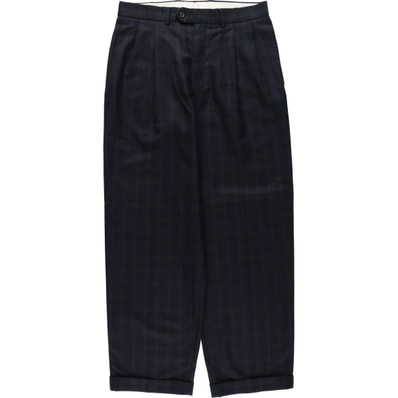 古着 セントマイケル St.michael チェック柄 ツータック ポリ×ウールパンツ スラックス 英国製 メンズw32相当/eaa622054