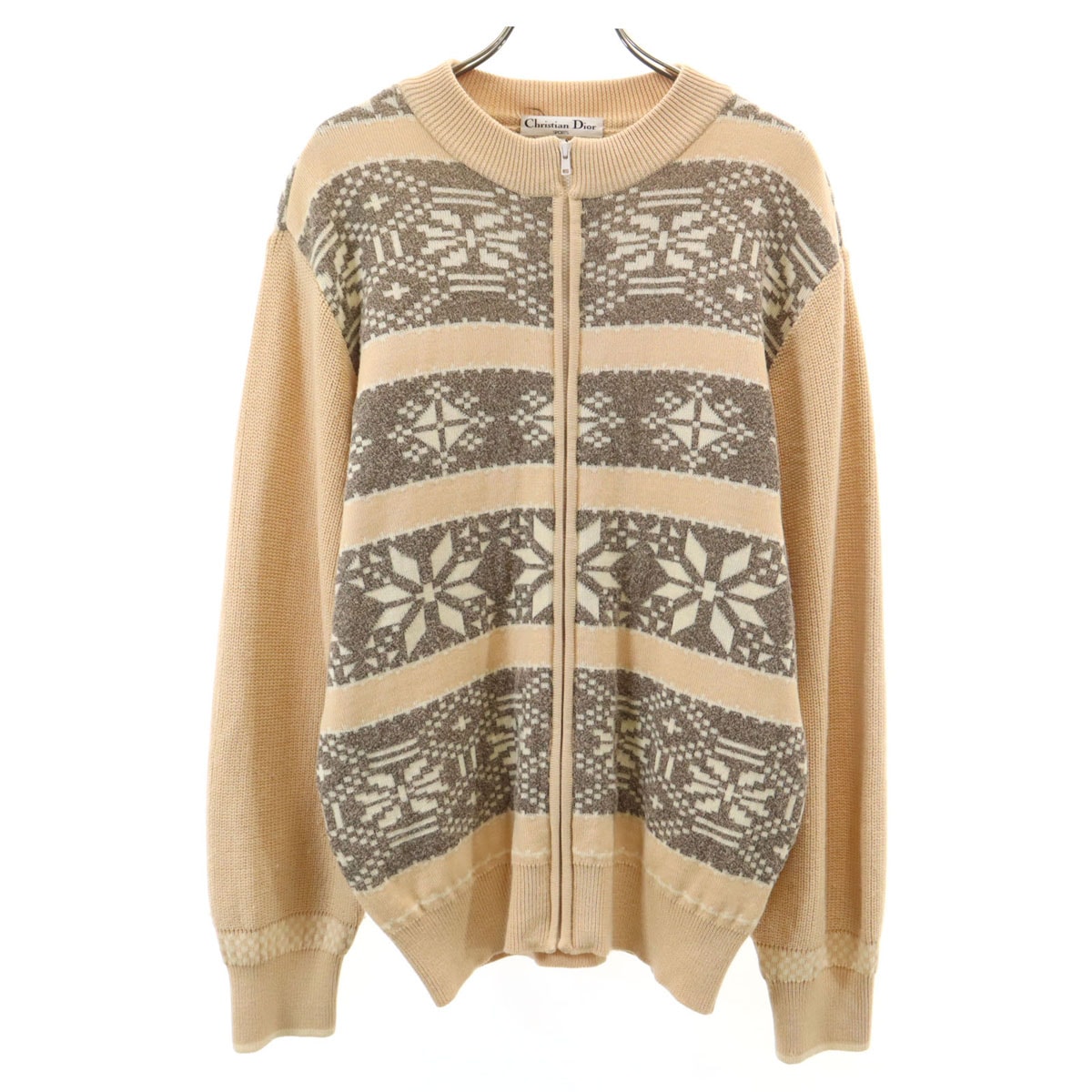 Christian Dior SPORTS クリスチャンディオールスポーツ 90s オールド ノルディック柄 ニットジャケット L ペールオレンジ