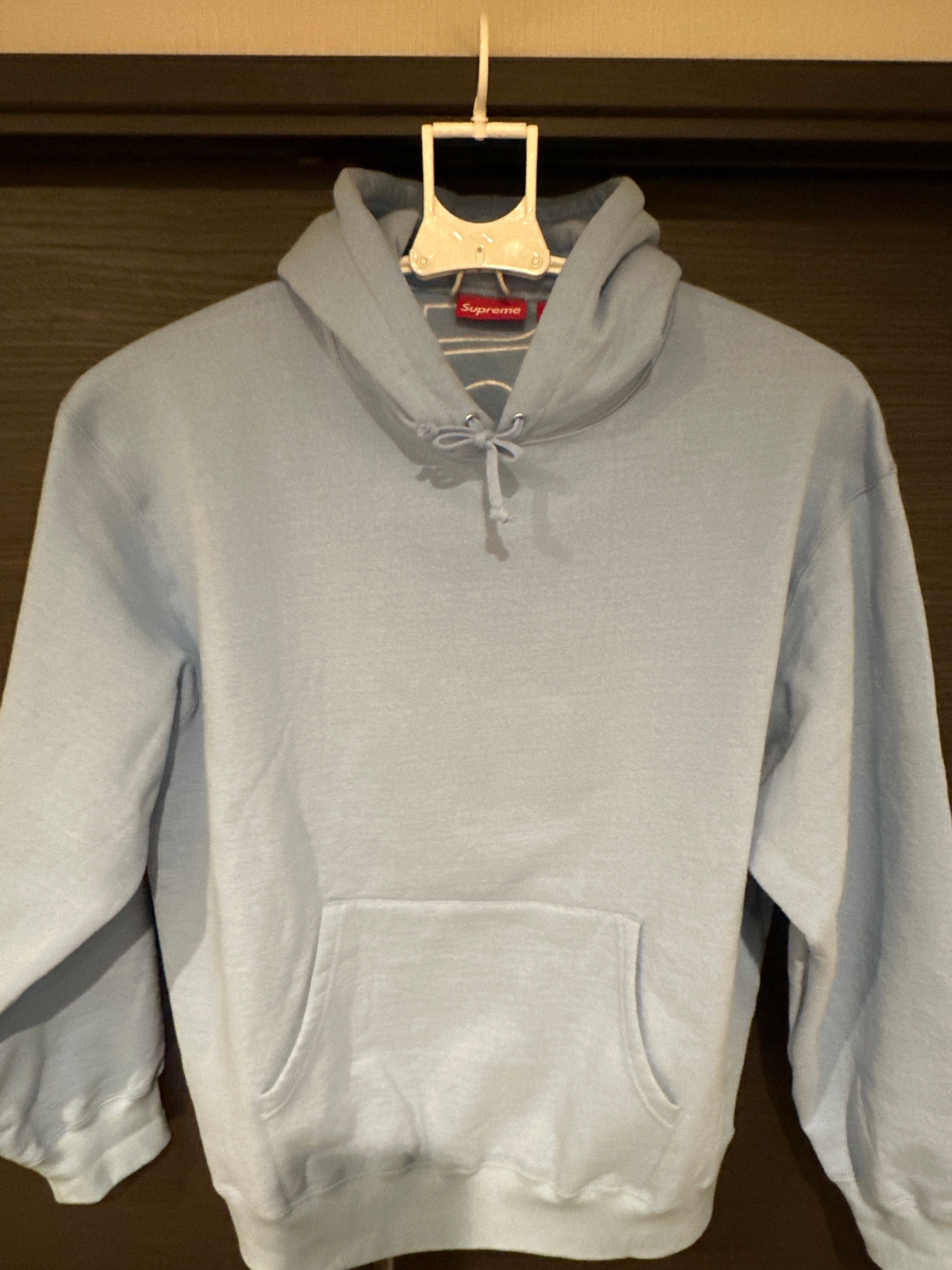 Supreme Satin Applique Hooded Sweatshirt "Light Blue" (24FW)