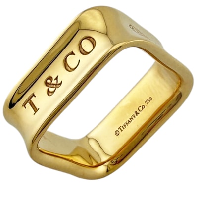 ティファニー 1837 スクエア リング 指輪 9号 18金 K18イエローゴールド レディース TIFFANY&Co. 中古