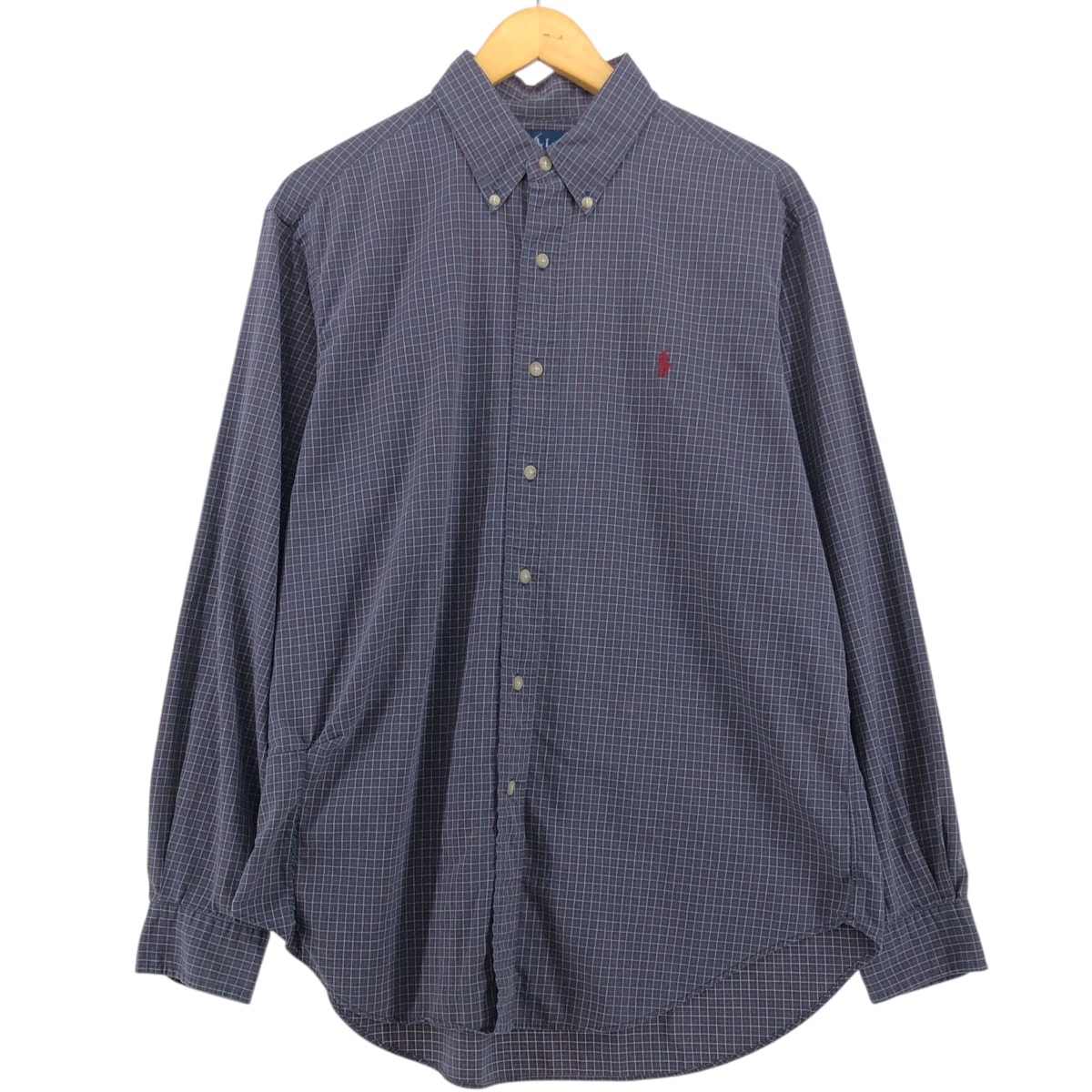 古着 ラルフローレン Ralph Lauren CLASSIC FIT 長袖 ボタンダウンチェックシャツ メンズL相当/eaa521301