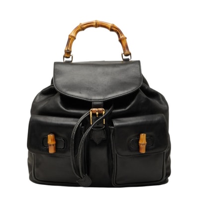 グッチ バンブー リュック バックパック 003 1998 ブラック レザー レディース GUCCI 中古