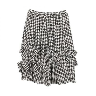 コムデギャルソン COMME des GARCONS 千鳥柄 リボン スカート 衣料品 ボトムス シルク レディース ブラック系 / ホワイト系 【中古】
