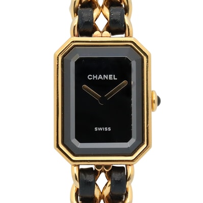 シャネル CHANEL プルミエール オリジナルエディション 腕時計 時計 GP(ゴールドメッキ) レザー レディース ブラック系 H6951 【中古】