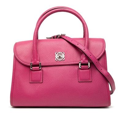 ロエベ アナグラム アラモ28 ハンドバッグ ショルダーバッグ 2WAY ピンク レザー レディース LOEWE 【中古】