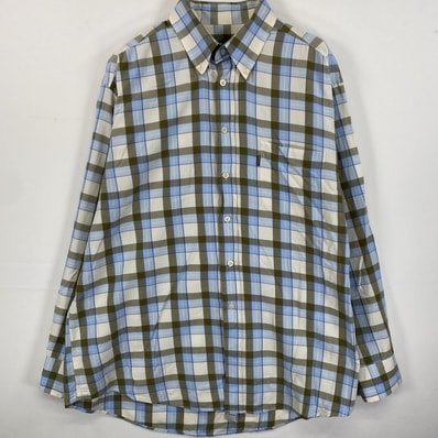 古着 バブアー Barbour 長袖シャツ ボタンダウン ワンポイント 胸ポケット L ホワイト系 チェック メンズ