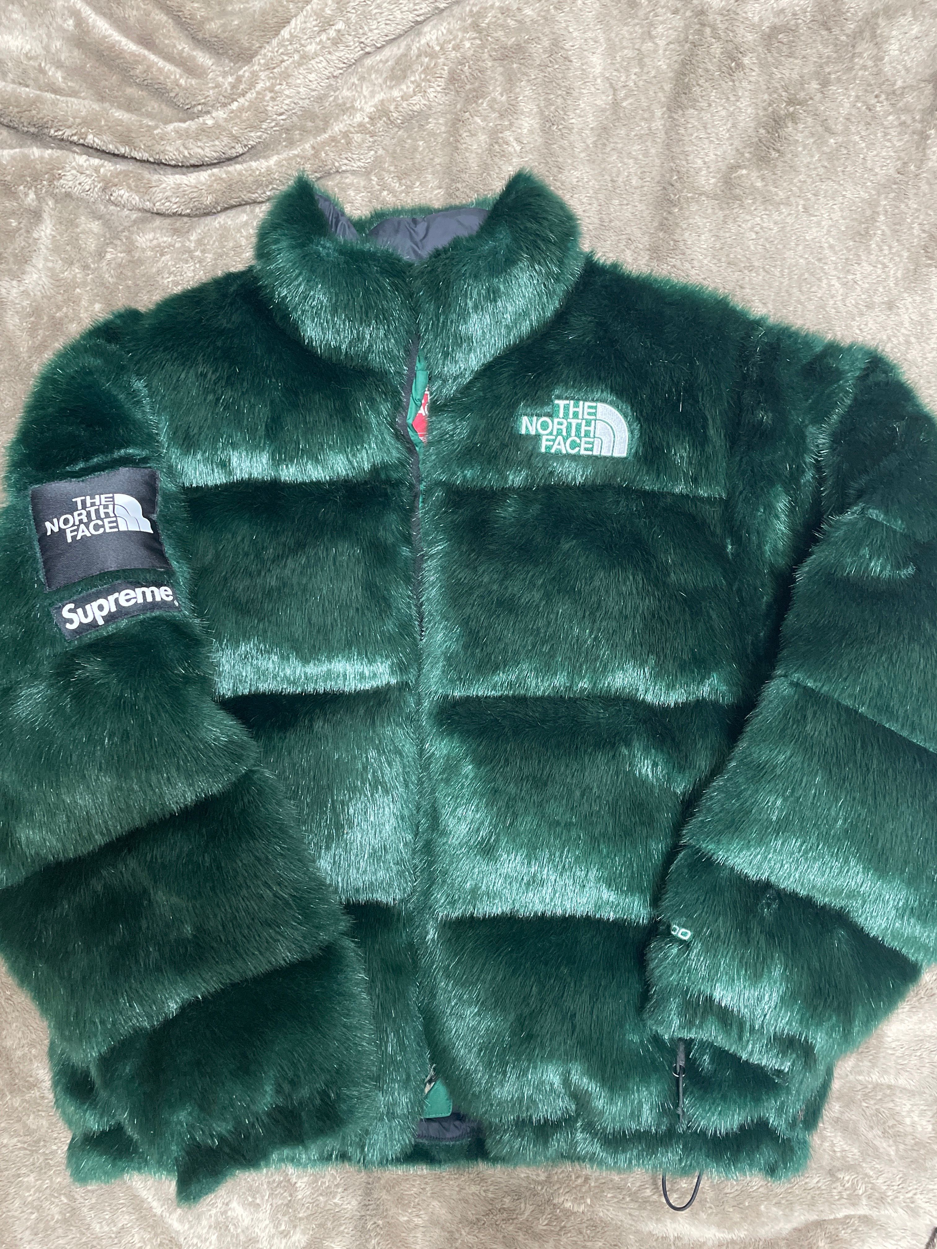 Supreme x The North Face Faux Fur Nuptse Jacket "Green"