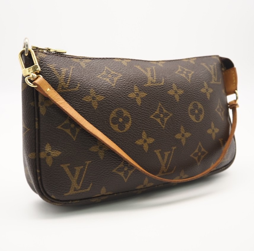 LOUIS VUITTON ルイ・ヴィトン モノグラム ポシェットアクセソワール M51980 ハンドバッグ ブラウン ベージュ コーティングキャンバス ヌメ革 レディース