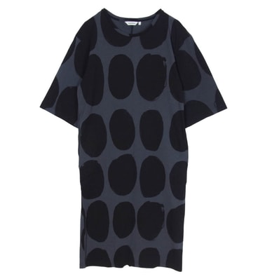marimekko マリメッコ ワンピース RANDI KOPPELO 総柄 半袖 ワンピース ダークグレー系 S【中古】