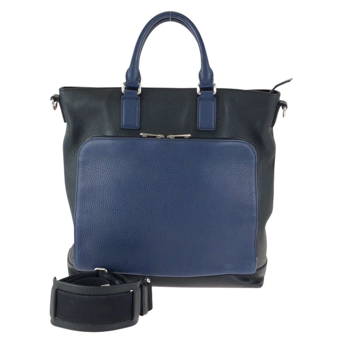 美品 GUCCI グッチ コスモポリス 2way ネイビー ブラック シルバー金具 レザー ショルダーバッグ トートバッグ 601381 【中古】