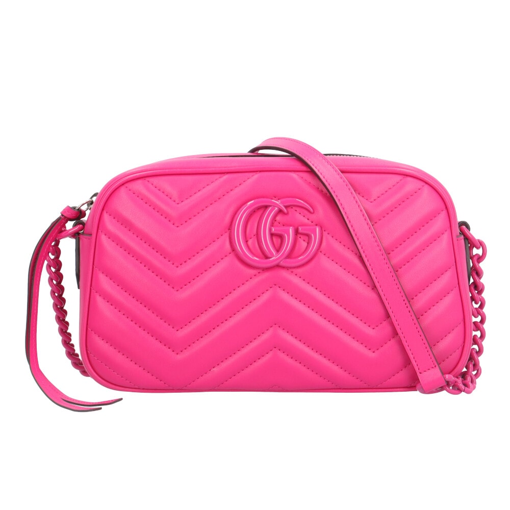 グッチ GGマーモント ショルダーバッグ レザー 447632 ピンク レディース GUCCI  中古