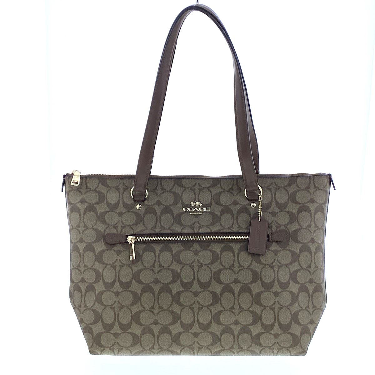 COACH コーチ ギャラリー トート シグネチャー キャンバス トートバッグ F79609 PVCコーティングキャンバス ブラウン  レディース【中古】