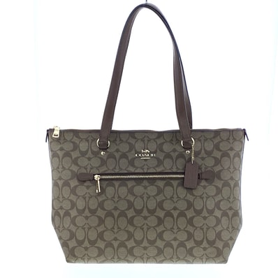 COACH コーチ ギャラリー トート シグネチャー キャンバス トートバッグ F79609 PVCコーティングキャンバス ブラウン レディース【中古】