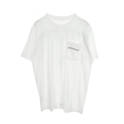 クロムハーツ CHROME HEARTS バックアーチロゴ ポケット付き 半袖Tシャツ 衣料品 トップス コットン メンズ ホワイト系 【中古】