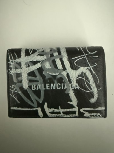BALENCIAGA Graffiti Papier Mini Wallet "Black"