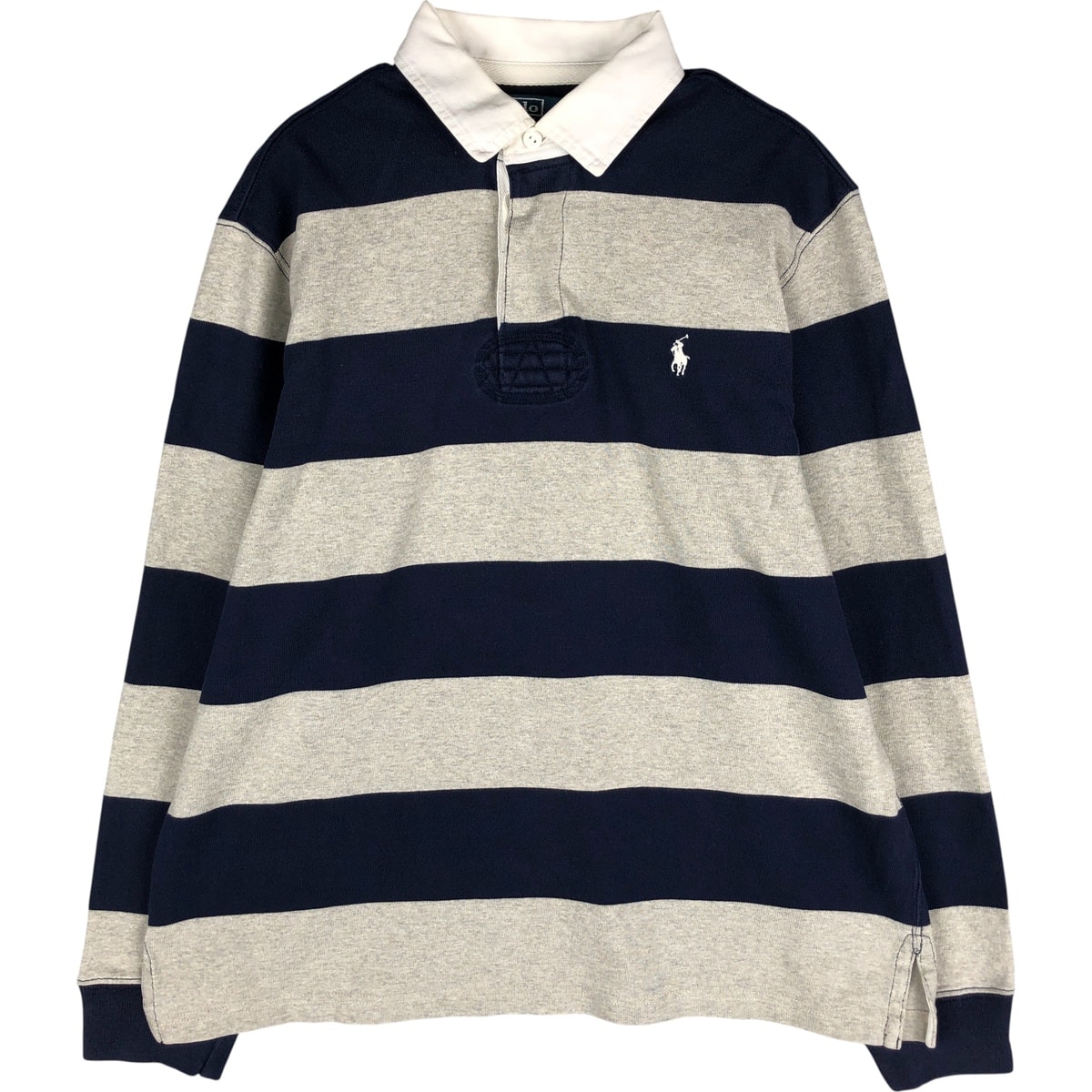 古着 ラルフローレン Ralph Lauren POLO by Ralph Lauren CUSTOM FIT ボーダー柄 長袖 ラガーシャツ メンズL相当/eaa601151