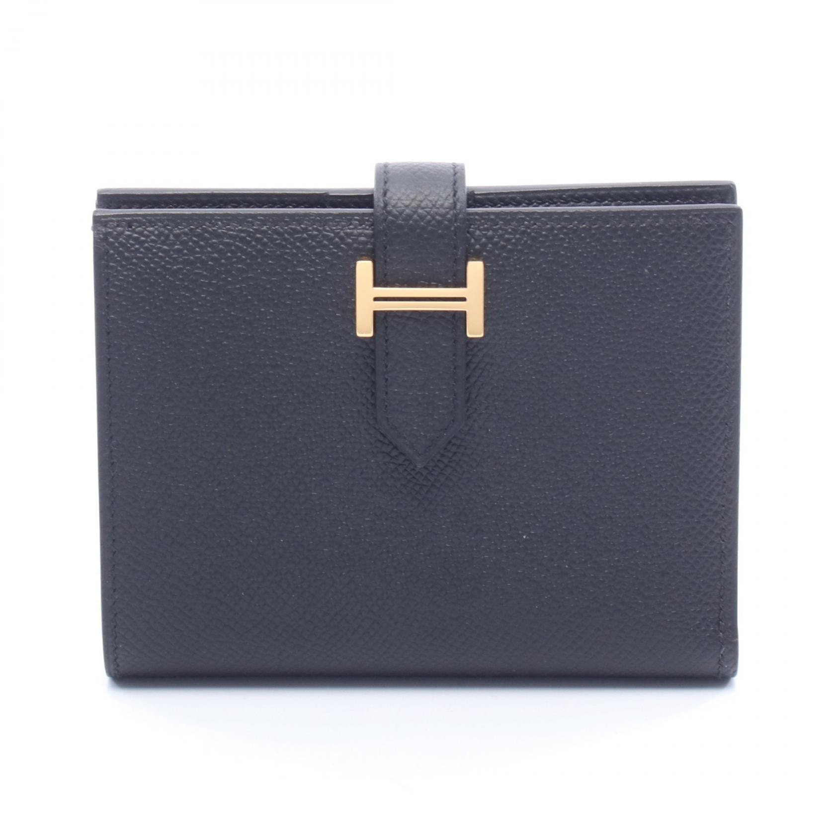 Hermes HERMES Béan 컴팩트 바이폴드 지갑 가죽 보우 엡손 보우 엡손 B 인그레이빙 (2023년 제조) 여성용 블랙 [중고]