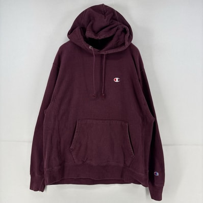 古着 チャンピオン Champion スウェット ワンポイント リバースウィーブ スウェット ボルドー L レッド系 無地 メンズ