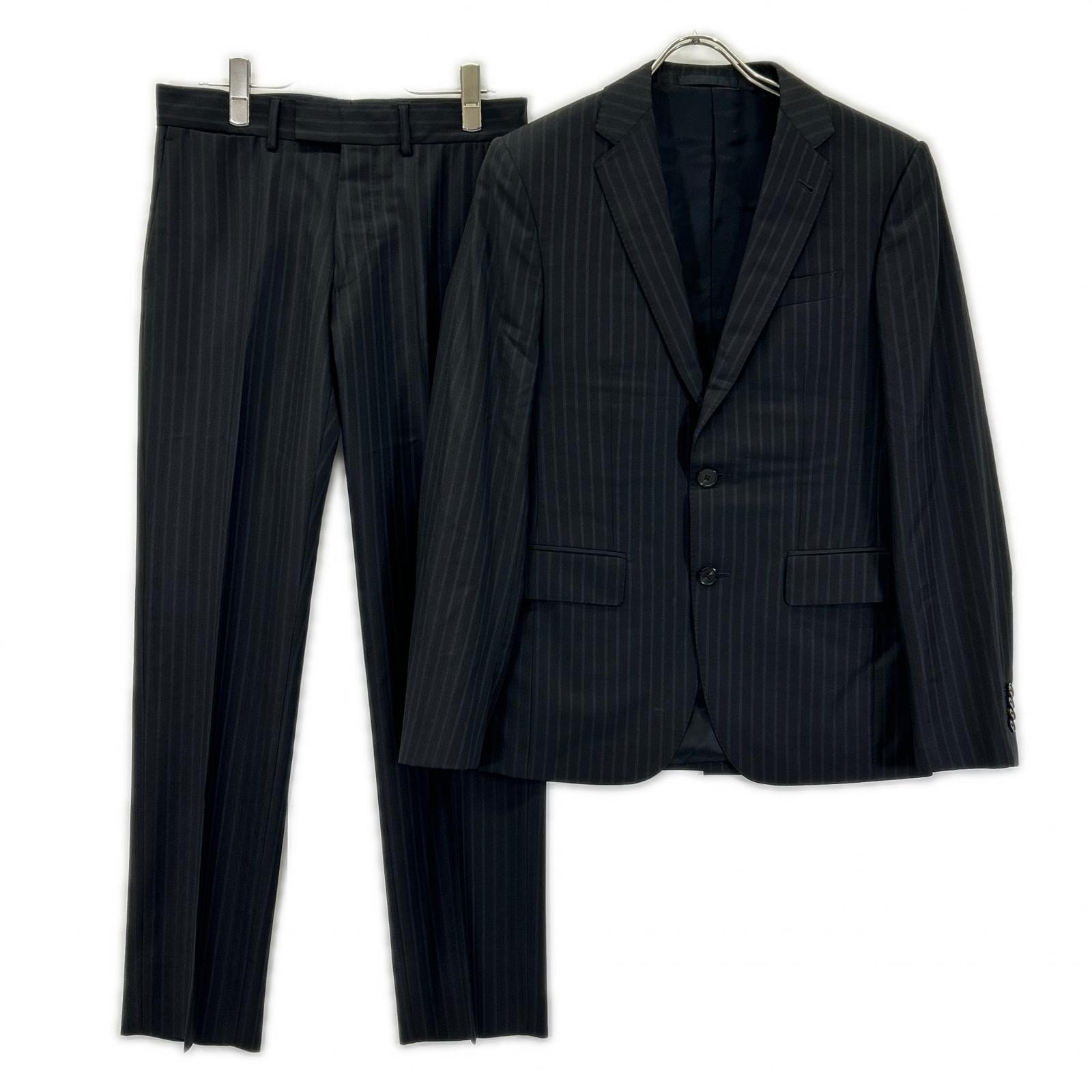 ルイヴィトン 12AW RM122F H2C9SAW5I ブラック ストライプ ダミエライナー セットアップピンストライプスーツ 44