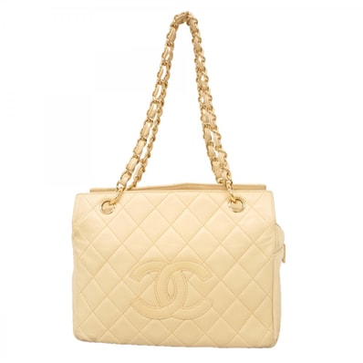 【6dc3708-k】シャネル ショルダーバッグ マトラッセ チェーンショルダー ラムスキン アイボリー シャンパンゴールド金具【中古】レディース