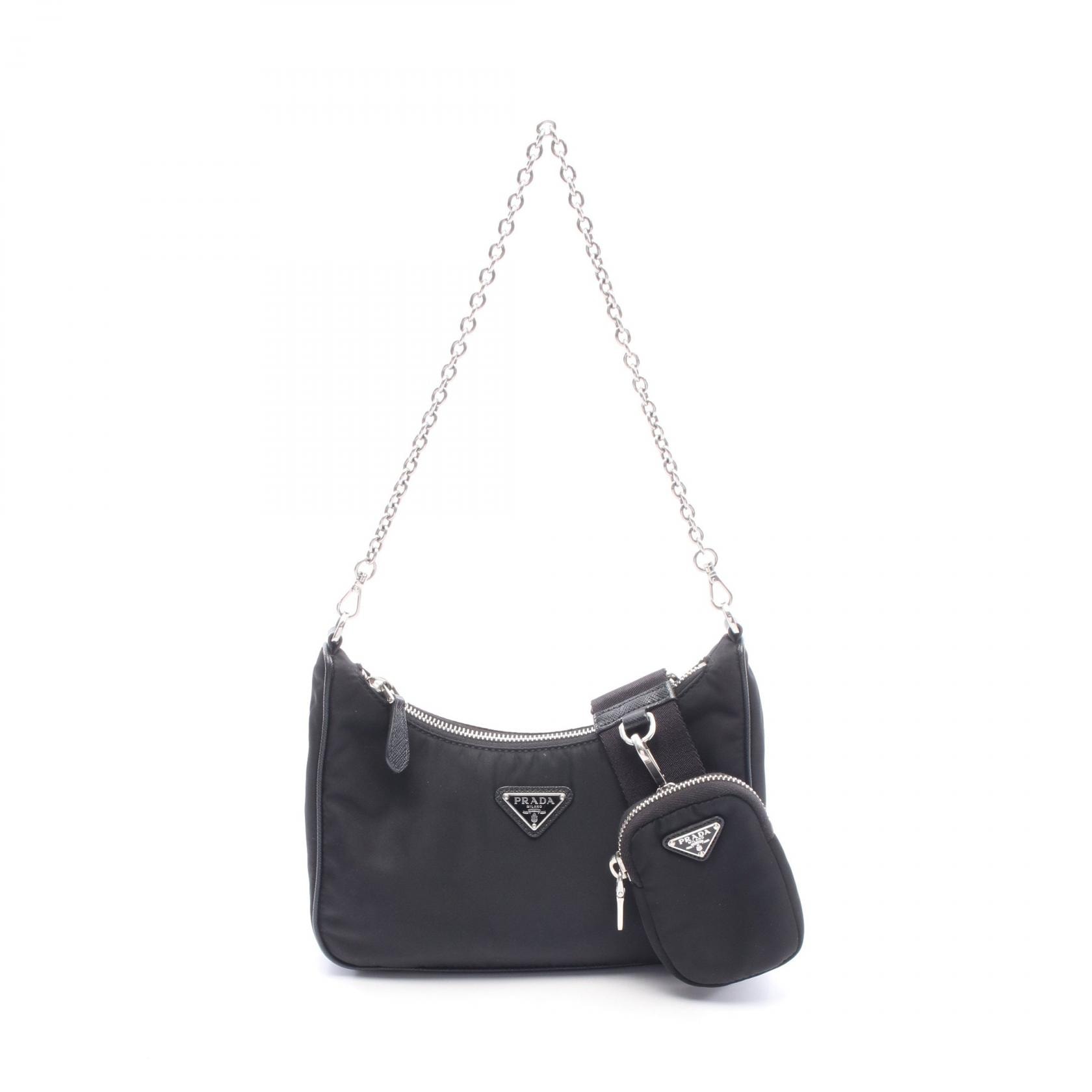 プラダ PRADA Re-Edition 2005 ショルダーバッグ バッグ ナイロン レザー レディース ブラック系 【中古】