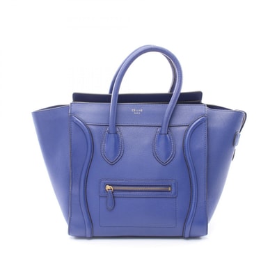 セリーヌ CELINE ラゲージ ミニショッパー ハンドバッグ バッグ レザー レディース ブルー系 【中古】