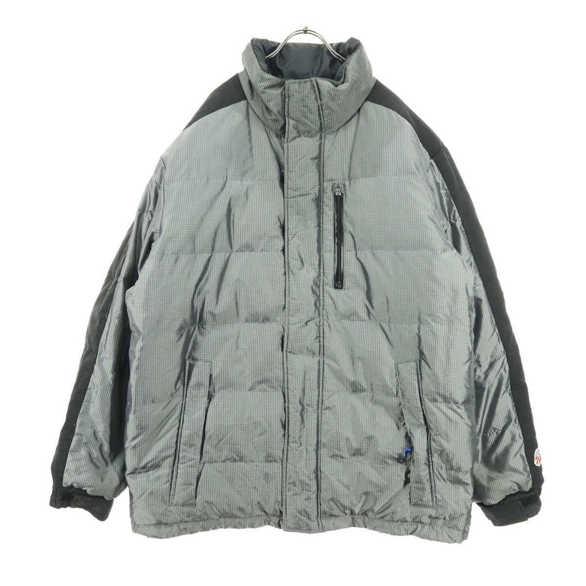 TOMMY HILFIGER トミーヒルフィガー リバーシブル スクエア柄 長袖 ダウンジャケット XL グレー系