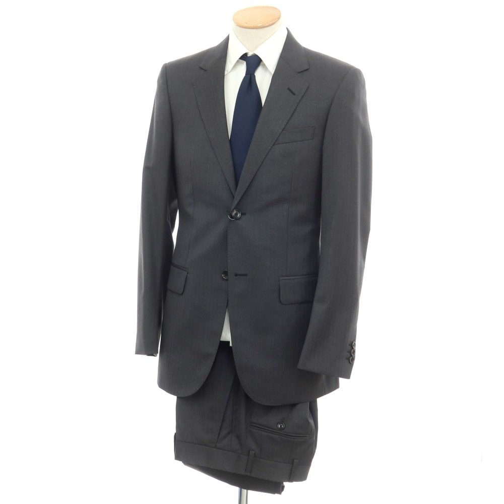 【中古】【未使用】グッチ GUCCI ウール ヘリンボーン 2つボタンスーツ ダークグレー【サイズ44】【メンズ】