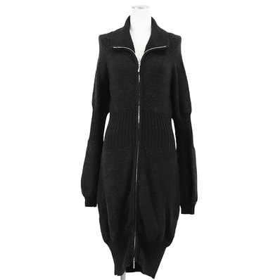 シャネル 08A P33445 ニット ジップアップ ロングコート カシミヤ/アルパカ ワンピース レディース チャコール 42 CHANEL