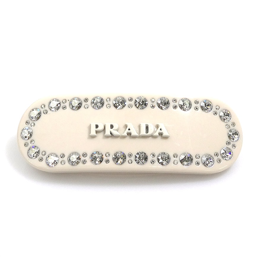 プラダ PRADA バレッタ レジン ベージュ レディース【中古】 56642a