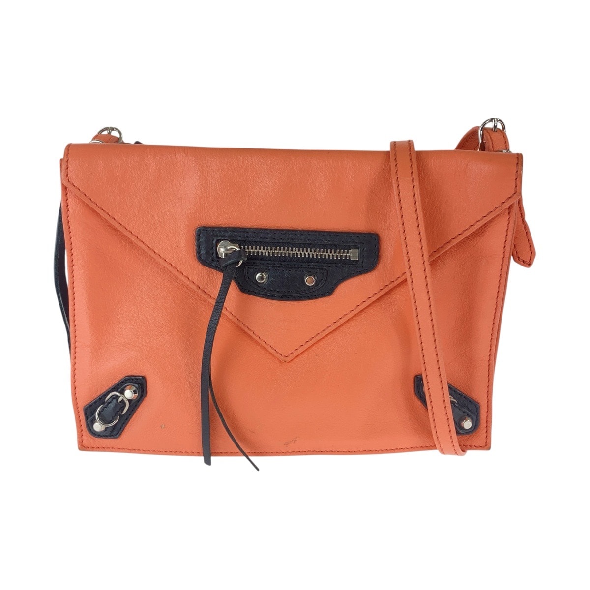 BALENCIAGA バレンシアガ Papier Mini Triple ピンク シルバー金具 レザー ショルダーバッグ ポシェット 1-0292554 【中古】