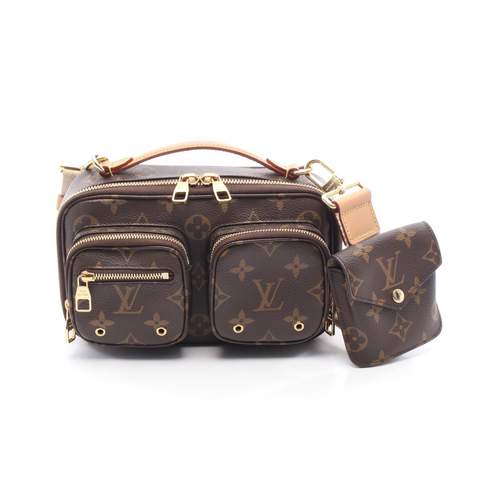 ルイ・ヴィトン LOUIS VUITTON ユーティリティ クロスボディ ハンドバッグ バッグ PVCコーティングキャンバス レザー モノグラム レディース ブラウン系 M80446 【中古】