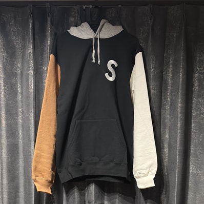 Supreme S Logo Colorblocked Hooded Sweatshirt "Black"