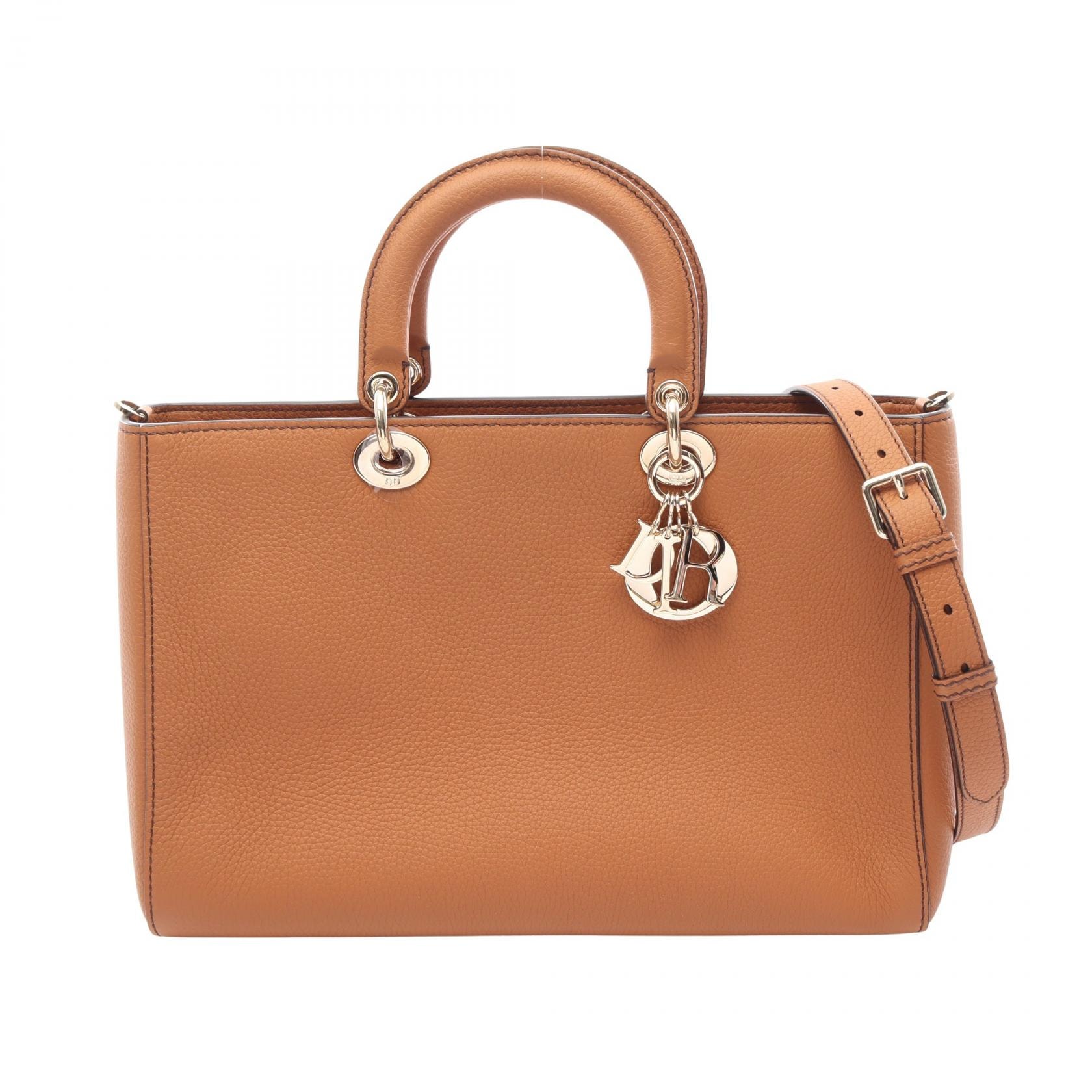 ディオール Dior Lady D-Sire ラージ 2WAY ハンドバッグ バッグ レザー レディース ブラウン系 【中古】