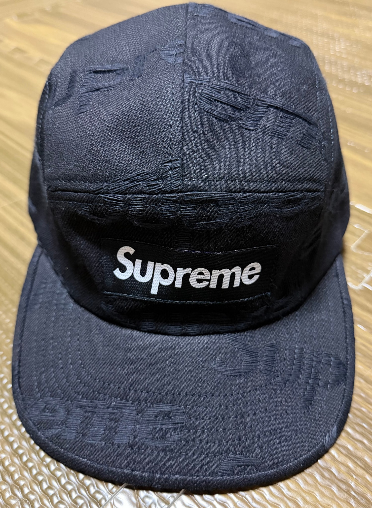 Supreme Jacquard Logos Denim Camp Cap "Black"