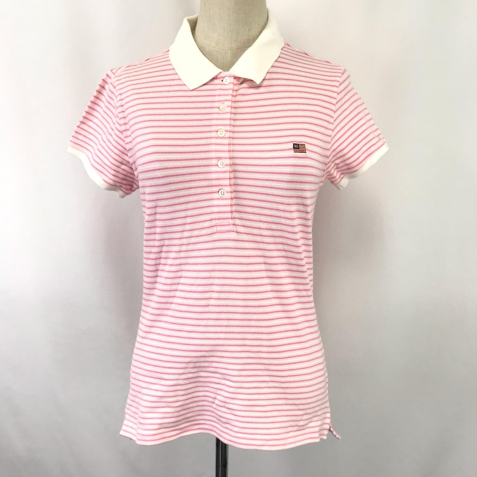日本正規代理店タグ★POLO JEANS/ラルフローレン★ポロシャツ【レディースM/ピンク/ボーダー柄/pink】Tops/Shirt/インパクト21◆BJ019-c