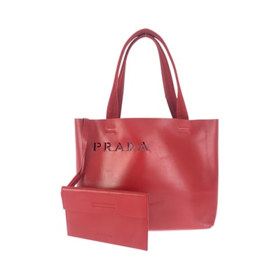 PRADA プラダ パンチング レッド レザー スウェード/ トートバッグ ショルダーバッグ 601732 【中古】
