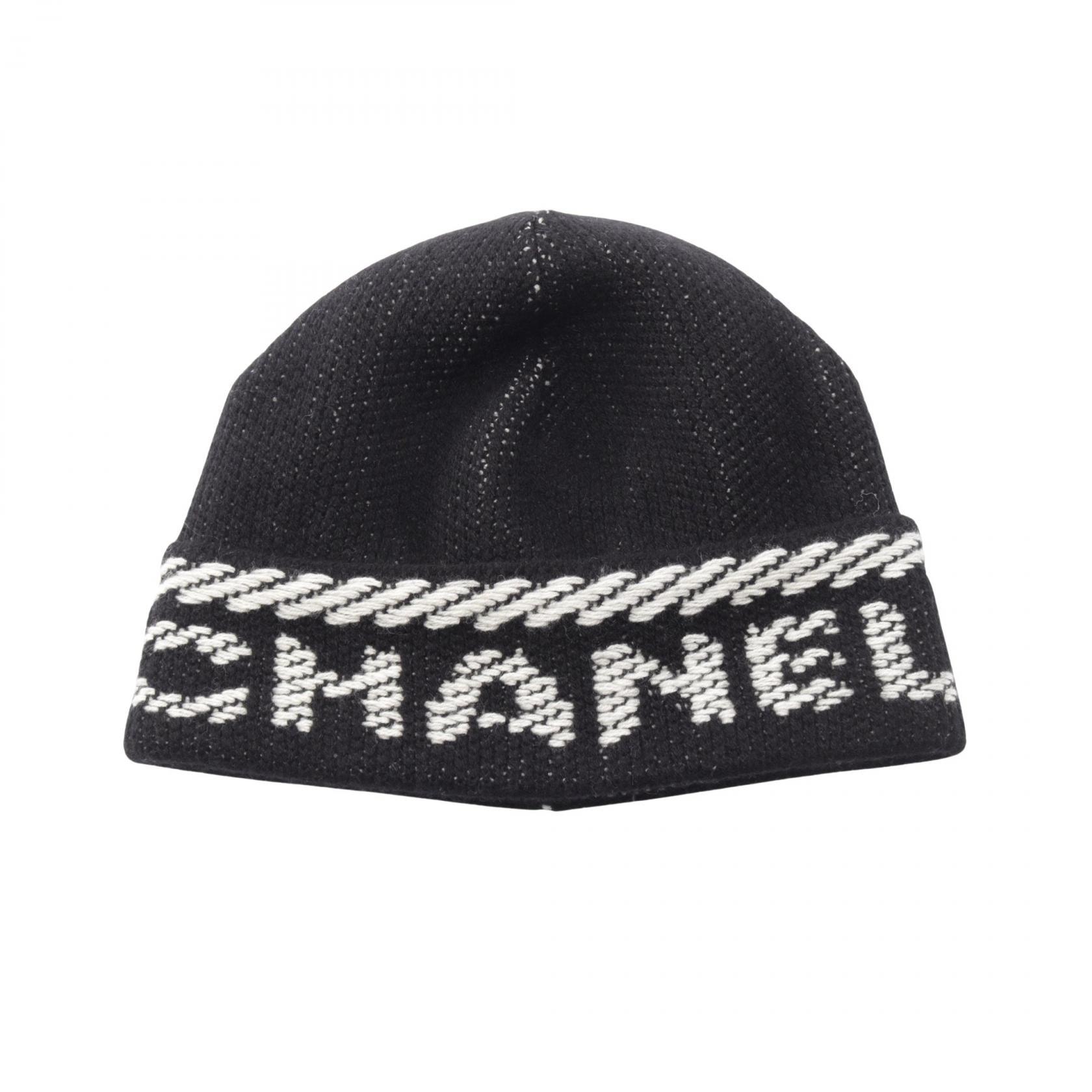シャネル CHANEL ロゴ ニットキャップ ニットキャップ 帽子 カシミヤ レディース ブラック系 【中古】
