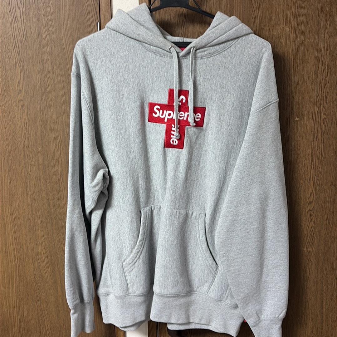 Supreme Cross Box Logo Hooded Sweatshirt "Grey"