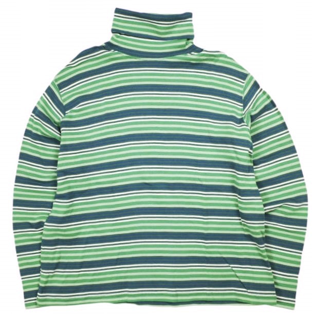 BEAMS BOY ビームスボーイ 24AW マルチボーダー リブ タートルネックカットソー 13-14-0458-101 ONE SIZE GREEN 長袖 Tシャツ トップス g25639
