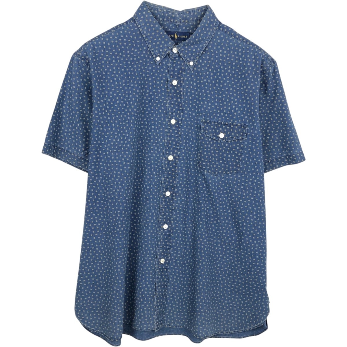 古着 ラルフローレン Ralph Lauren 総柄 星柄 半袖 ボタンダウンシャツ メンズXXL相当/eaa670537