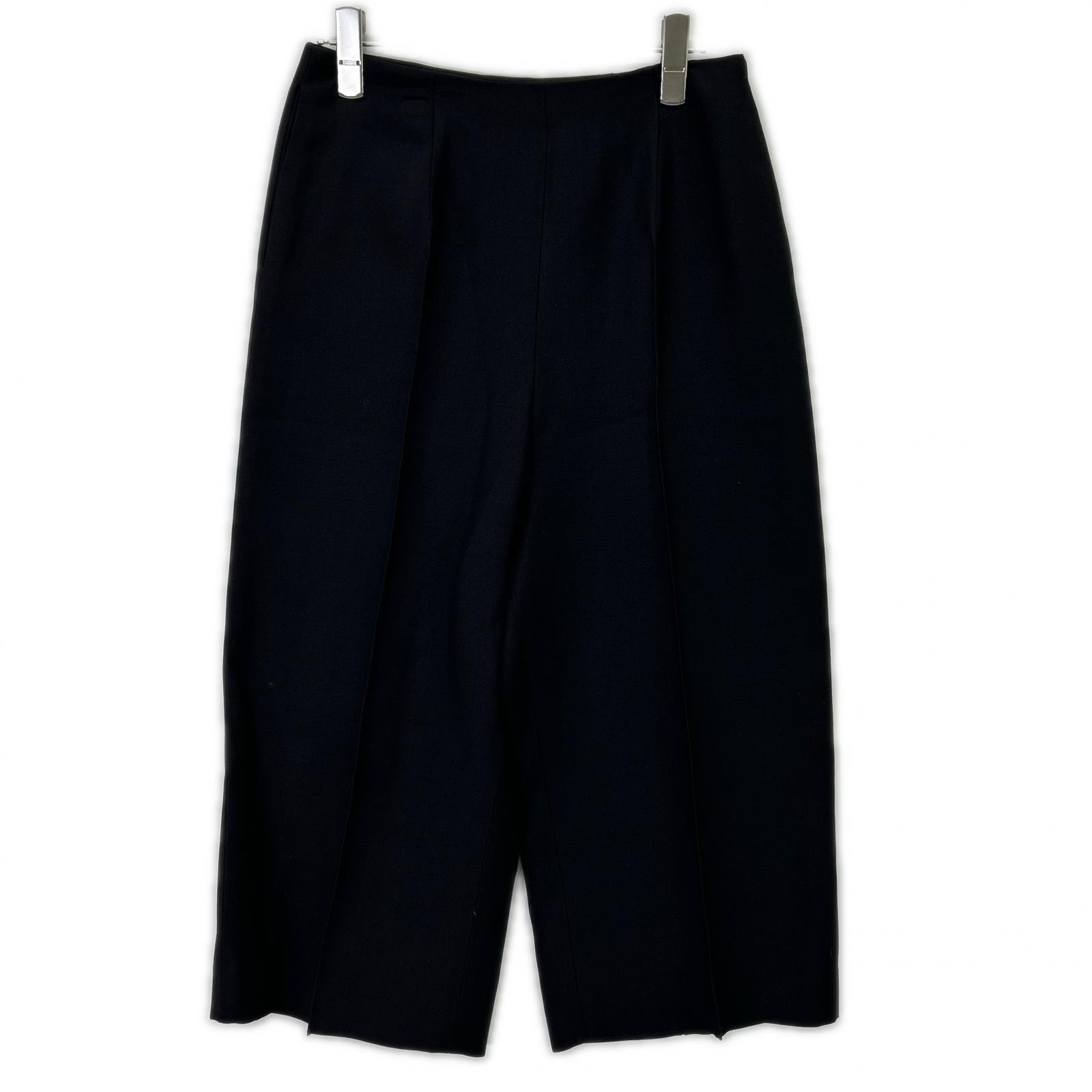 ヴァレンティノ P50201826-0001 ブラック ウール×シルク センタープレス アンクルワイドパンツ 38