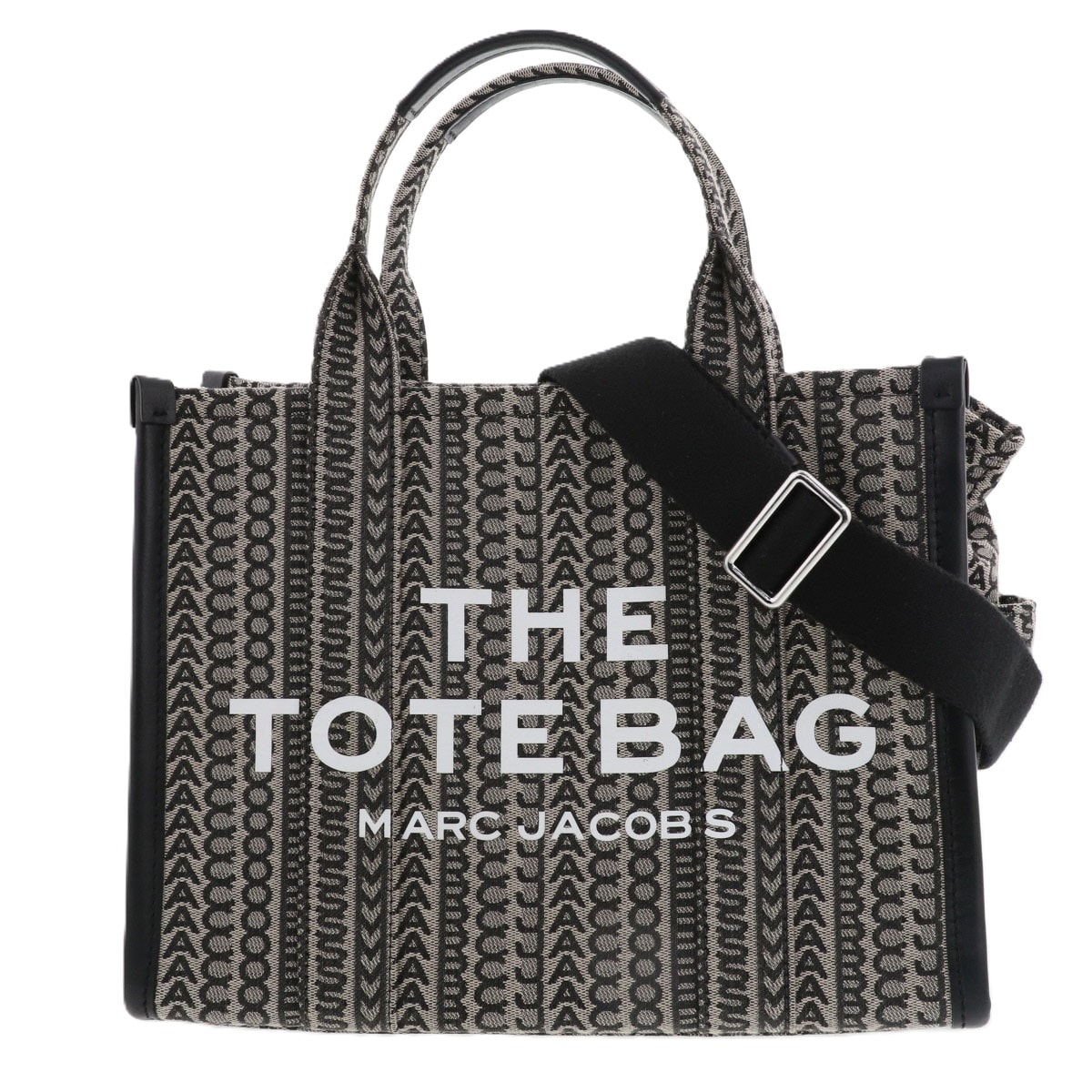 MARC JACOBS マークジェイコブス ザ モノグラム ジャカード ミディアム トートバッグ H076M01RE21 ブラック ベージュ グレー  レディース【中古】