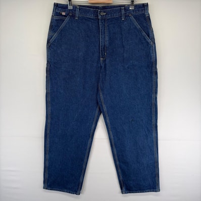 古着 カーハート Carhartt デニム パンツ ワーク ワンポイント ジップフライ ツールポケット ジーンズ w38 L32 ブルー系 メンズ