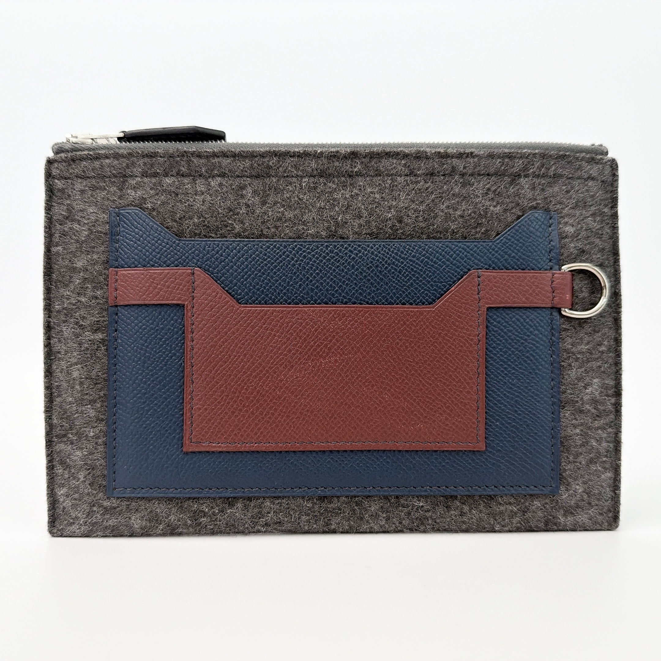 【未使用に近い】HERMES エルメス トゥードゥー 20 ポーチ フェルト エプソン クラッチバッグ バッグインバッグ グレー ネイビー レッド