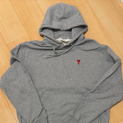 AMI PARIS Loop Back Cotton Fleece Classic Fit Parka "Heather Gray"