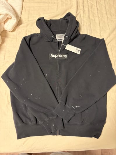 Supreme x MM6 Maison Margiela Box Logo Zip Up Hooded Sweatshirt "Black"