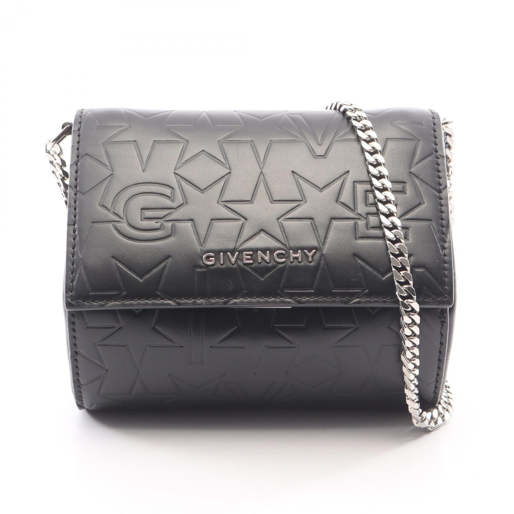 ジバンシィ GIVENCHY パンドラ ボックス ショルダーバッグ バッグ レザー レディース ブラック系 【中古】