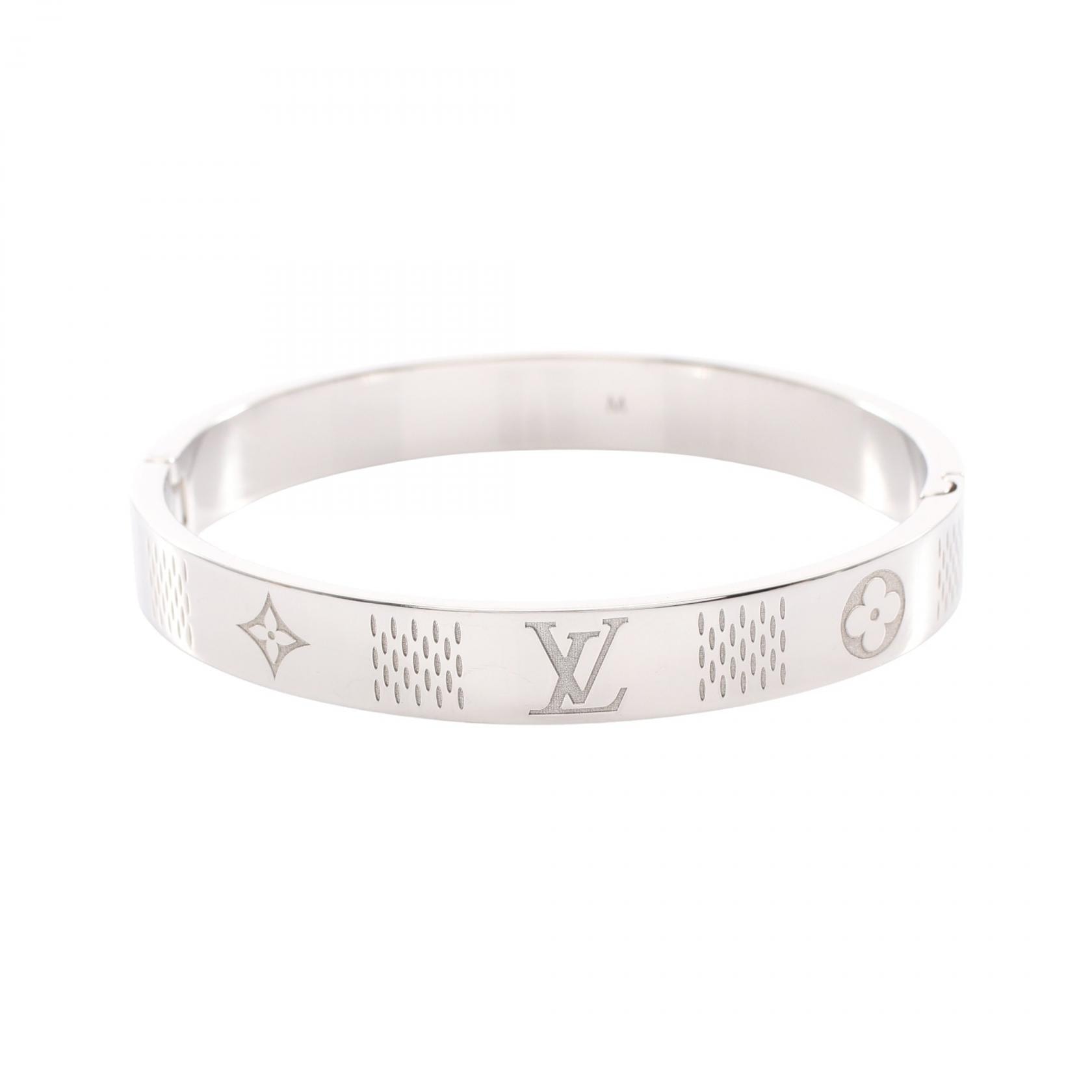 ルイ・ヴィトン LOUIS VUITTON バングル ダミエステープル ダミエヘリテージ ブレスレット アクセサリー ステンレススチール シルバー メンズ シルバー系 M1387M 【中古】