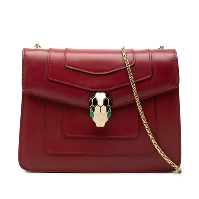 ブルガリ セルぺンティフォーエバー チェーン ショルダーバッグ レッド系 レザー レディース BVLGARI 【中古】